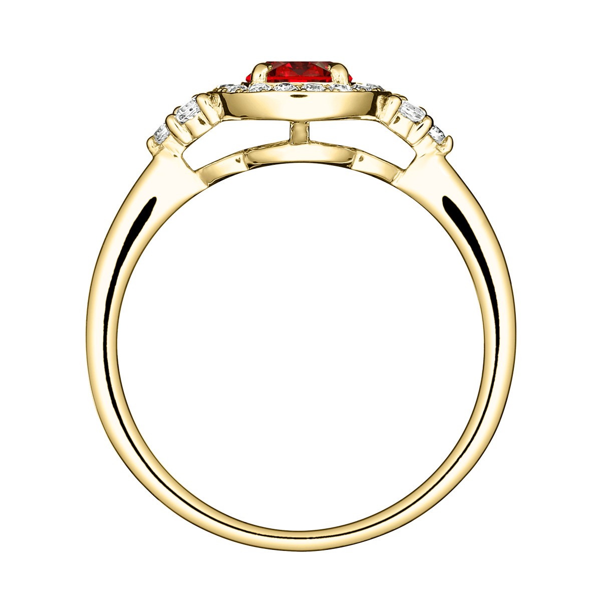 Solitaire Lepage Gustave en or jaune rubis et diamants