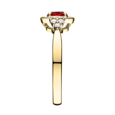 Solitaire Lepage Gustave en or jaune rubis et diamants