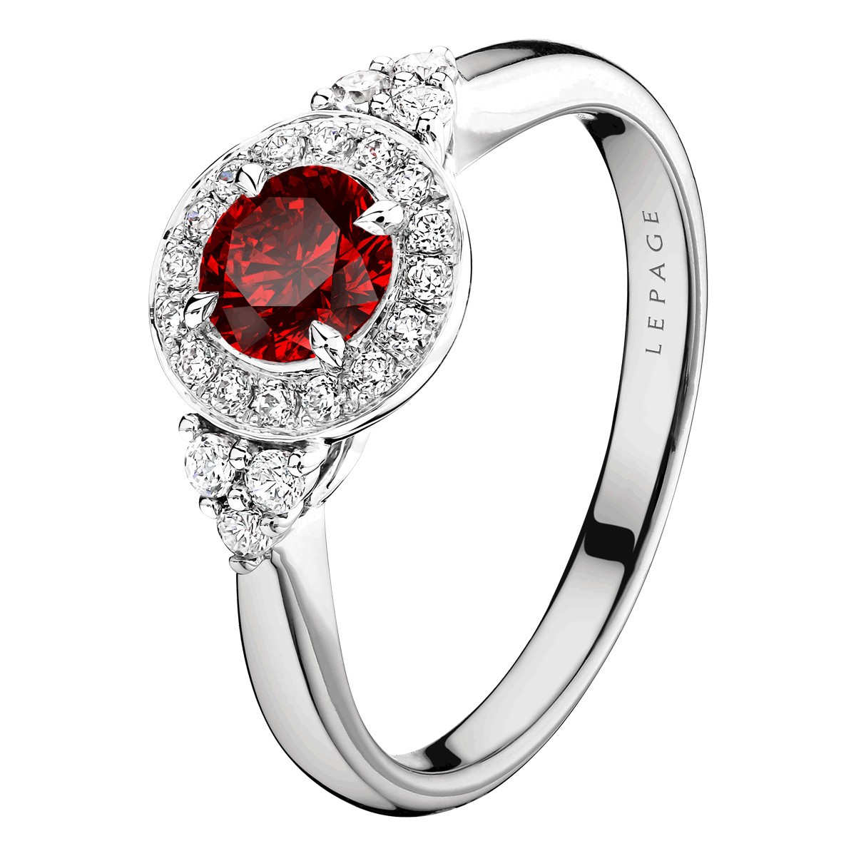 Solitaire Lepage Gustave en or blanc rubis et diamants