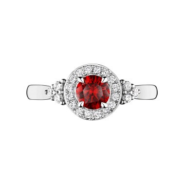Solitaire Lepage Gustave en or blanc rubis et diamants