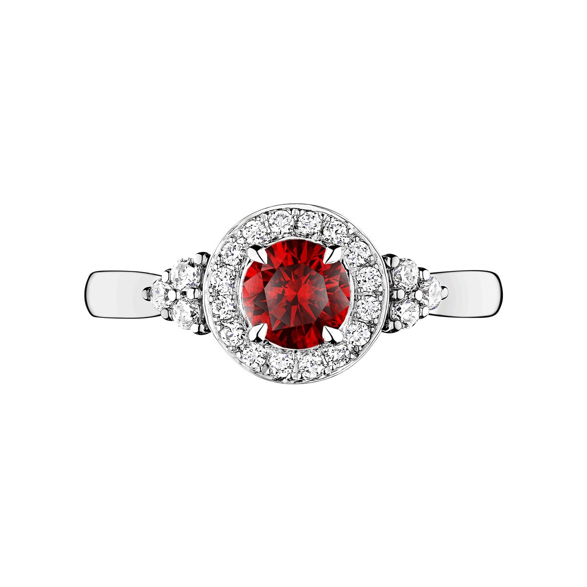 Solitaire Lepage Gustave en or blanc rubis et diamants