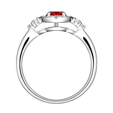 Solitaire Lepage Gustave en or blanc rubis et diamants