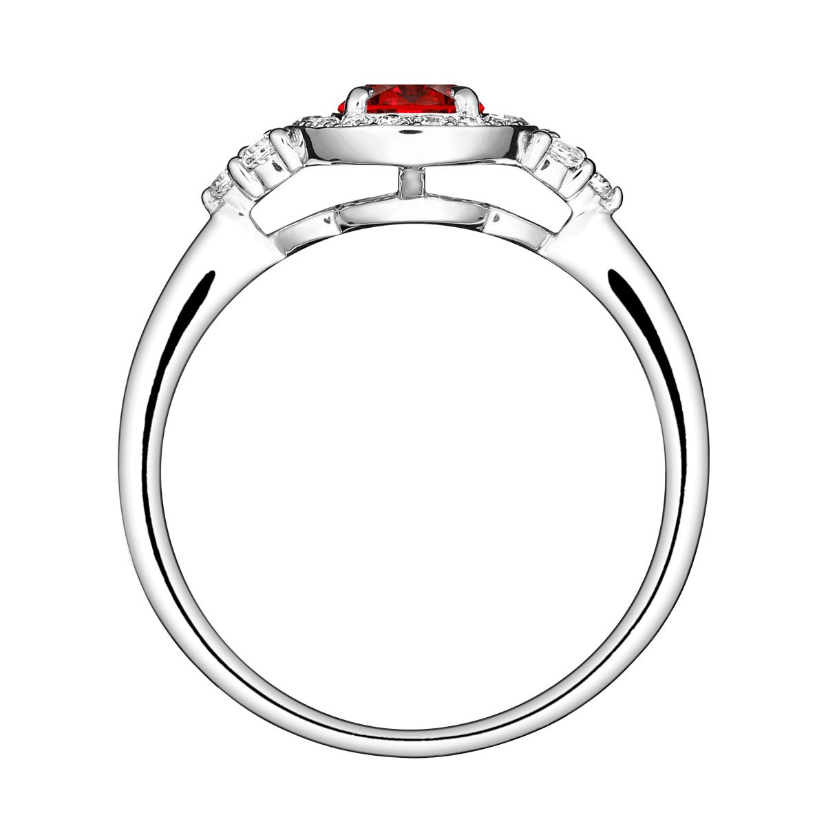 Solitaire Lepage Pompadour en or blanc rubis et diamants