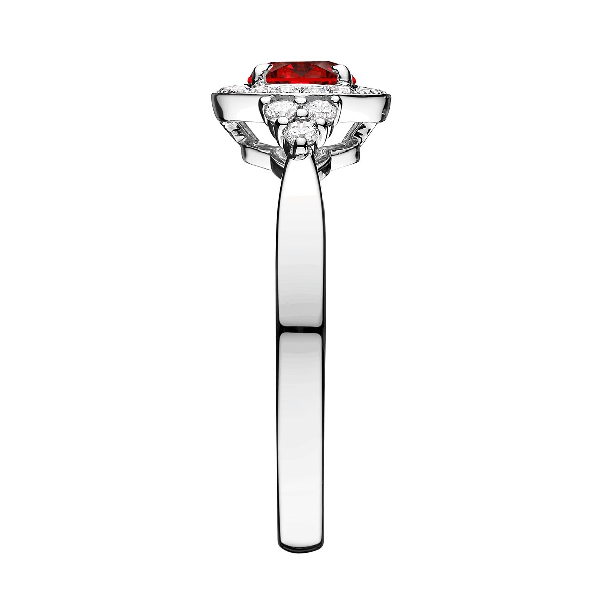 Solitaire Lepage Pompadour en or blanc rubis et diamants