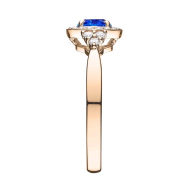 Solitaire Lepage Pompadour en or rose saphir et diamants