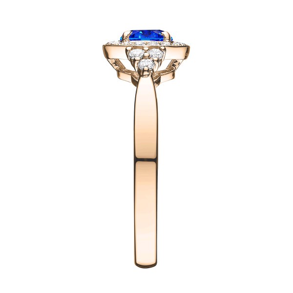 Solitaire Lepage Pompadour en or rose saphir et diamants