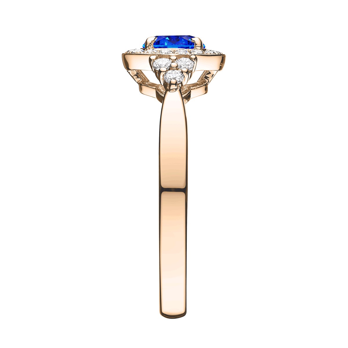 Solitaire Lepage Pompadour en or rose saphir et diamants