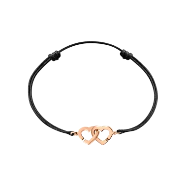 Bracelet Dinh Van Double Cœurs R9 en or rose sur cordon - SOLDAT PL