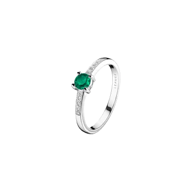 Solitaire Lepage Aristide en or blanc émeraude et diamants
