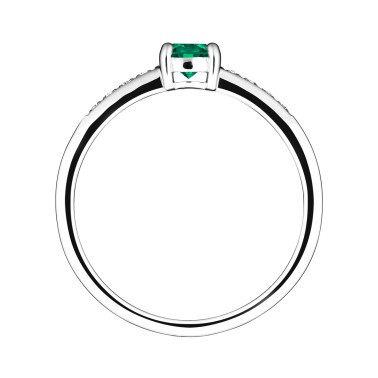 Solitaire Lepage Aristide en or blanc émeraude et diamants