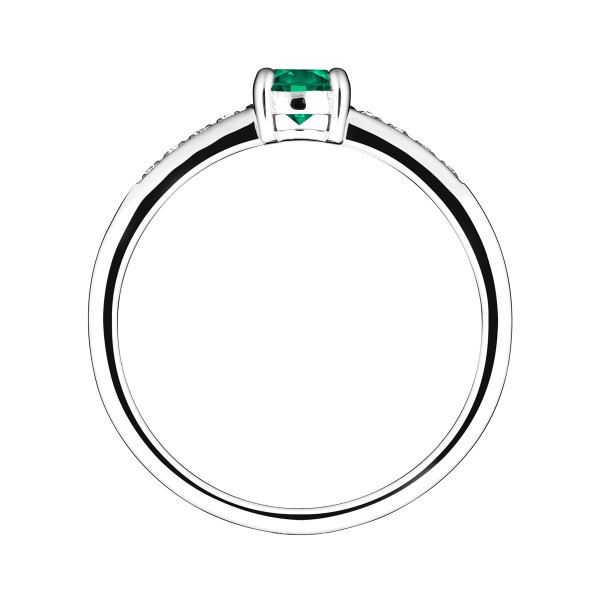 Solitaire Lepage Aristide en or blanc émeraude et diamants