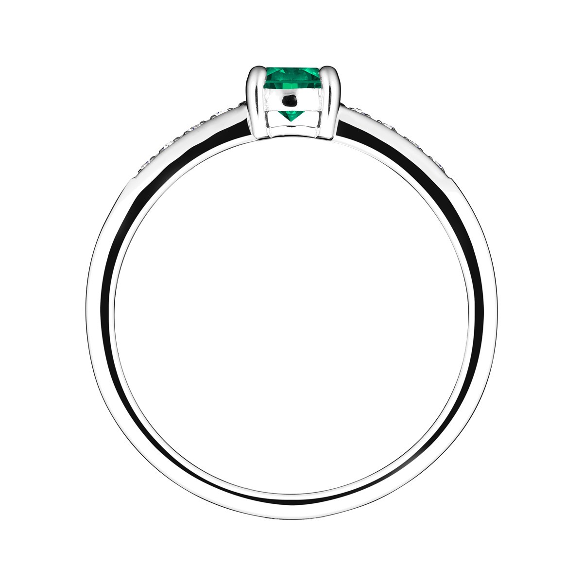 Solitaire Lepage Aristide en or blanc émeraude et diamants