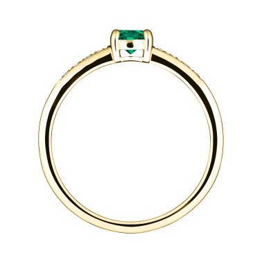 Solitaire Lepage Aristide en or jaune émeraude et diamants