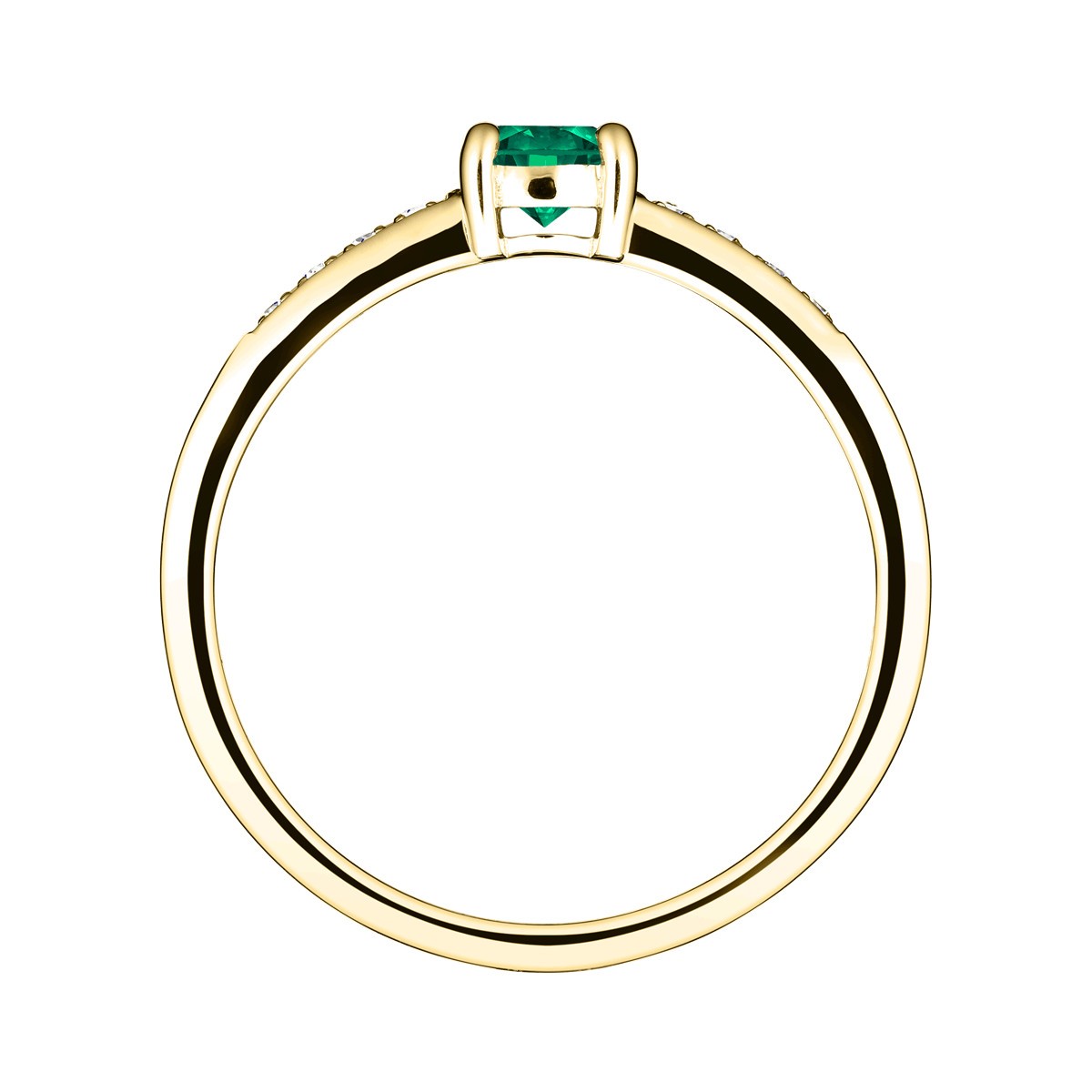 Solitaire Lepage Aristide en or jaune émeraude et diamants