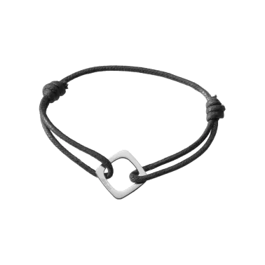 Bracelet Dinh Van Impression grand modèle en or blanc sur cordon - SOLDAT PL