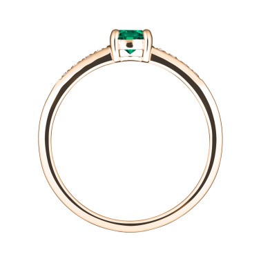 Solitaire Lepage Aristide en or rose émeraude et diamants
