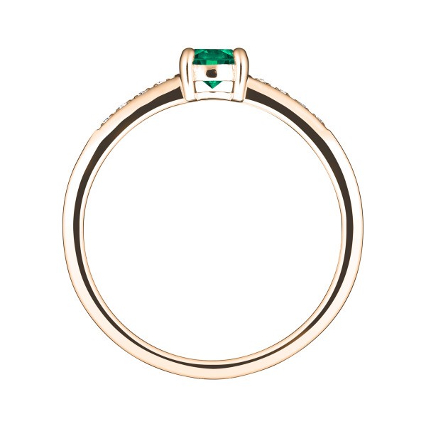 Solitaire Lepage Aristide en or rose émeraude et diamants