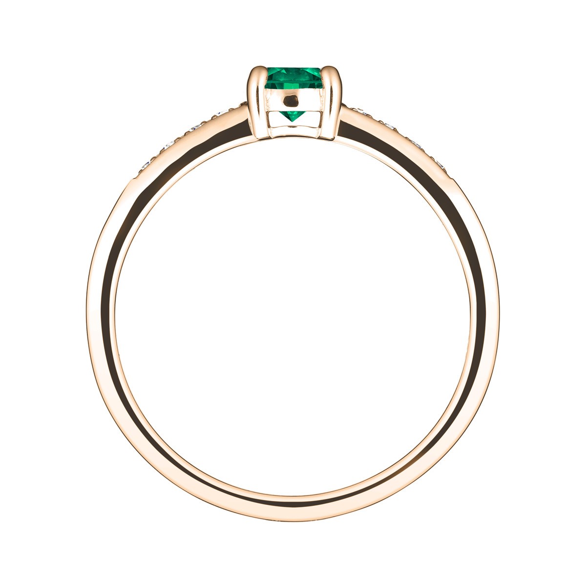 Solitaire Lepage Aristide en or rose émeraude et diamants