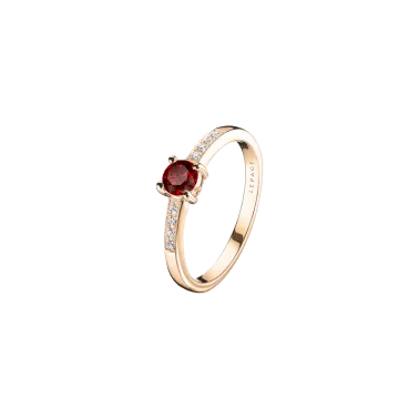 Solitaire Lepage Aristide en or rose rubis et diamants