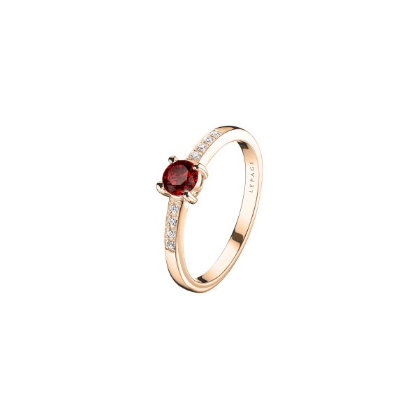 Solitaire Lepage Aristide en or rose rubis et diamants