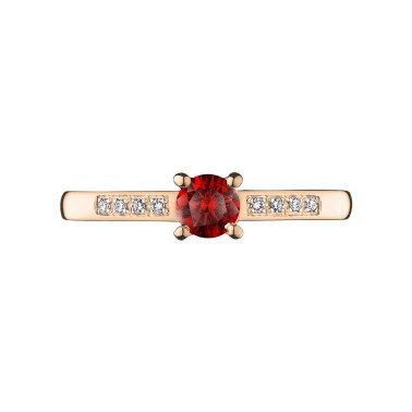 Solitaire Lepage Aristide en or rose rubis et diamants
