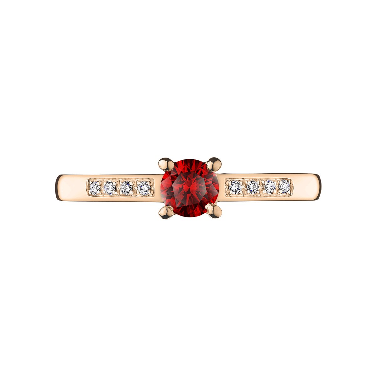 Solitaire Lepage Aristide en or rose rubis et diamants
