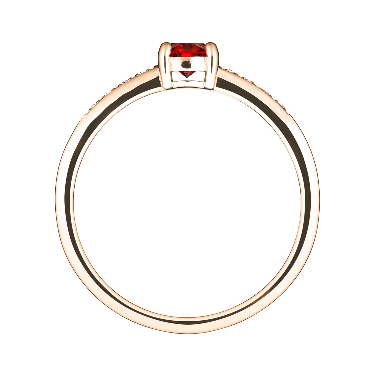 Solitaire Lepage Aristide en or rose rubis et diamants