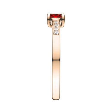 Solitaire Lepage Aristide en or rose rubis et diamants