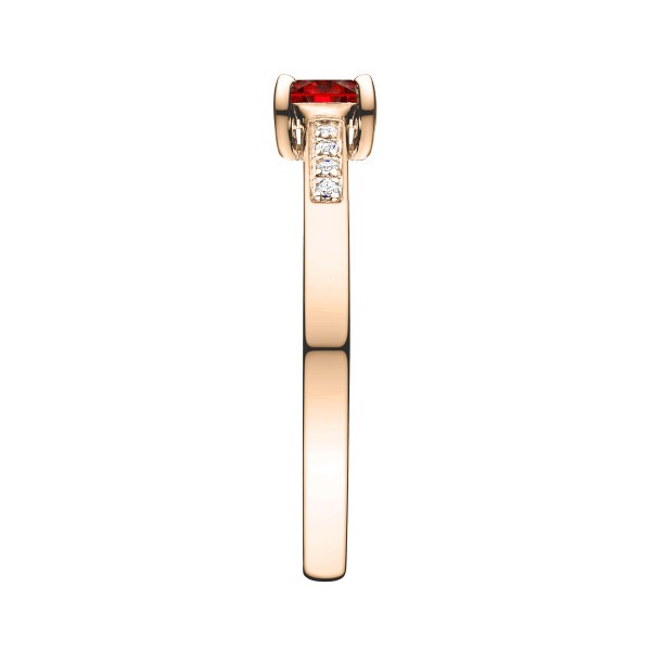 Solitaire Lepage Aristide en or rose rubis et diamants