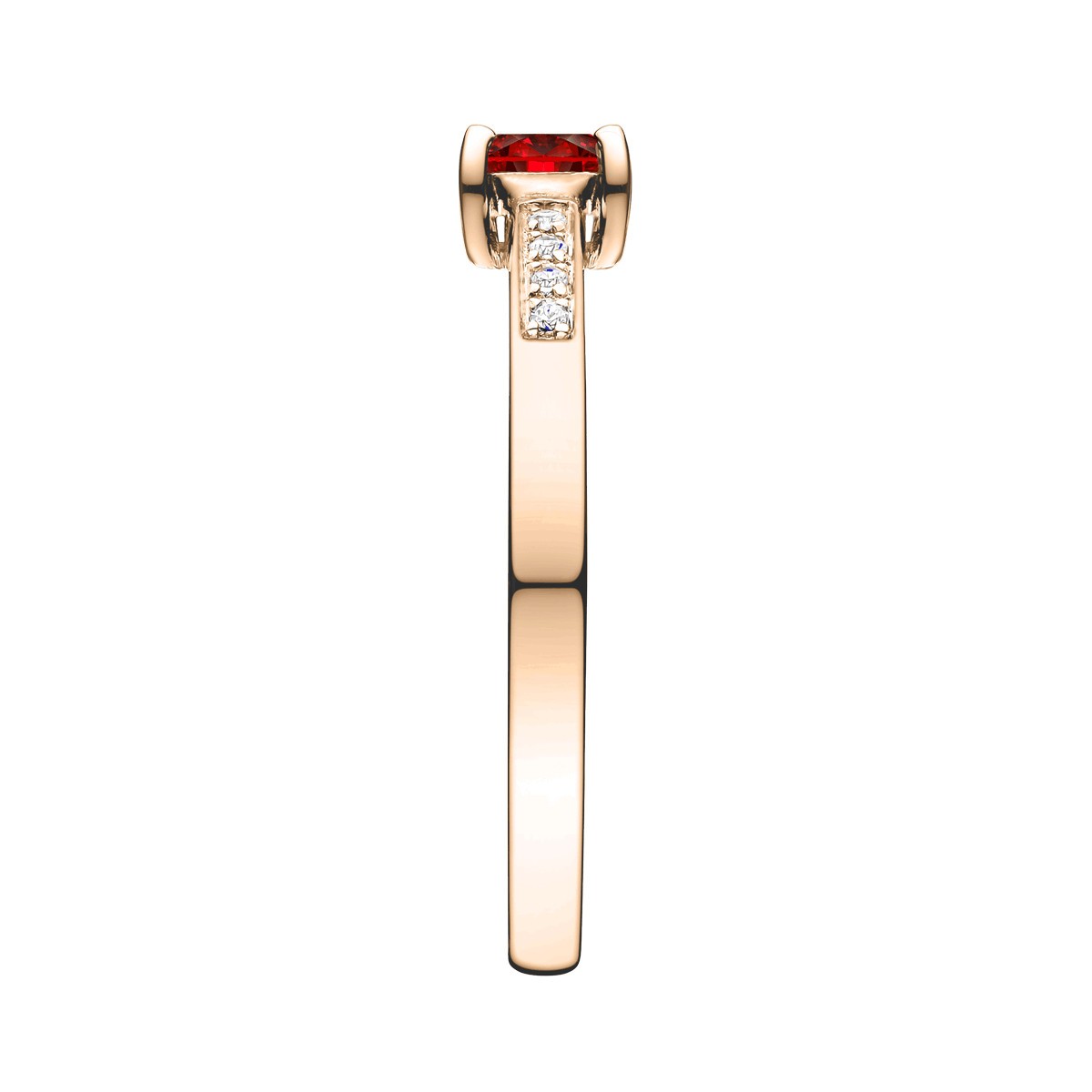 Solitaire Lepage Aristide en or rose rubis et diamants