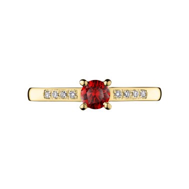 Solitaire Lepage Aristide en or jaune rubis et diamants