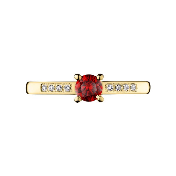 Solitaire Lepage Aristide en or jaune rubis et diamants