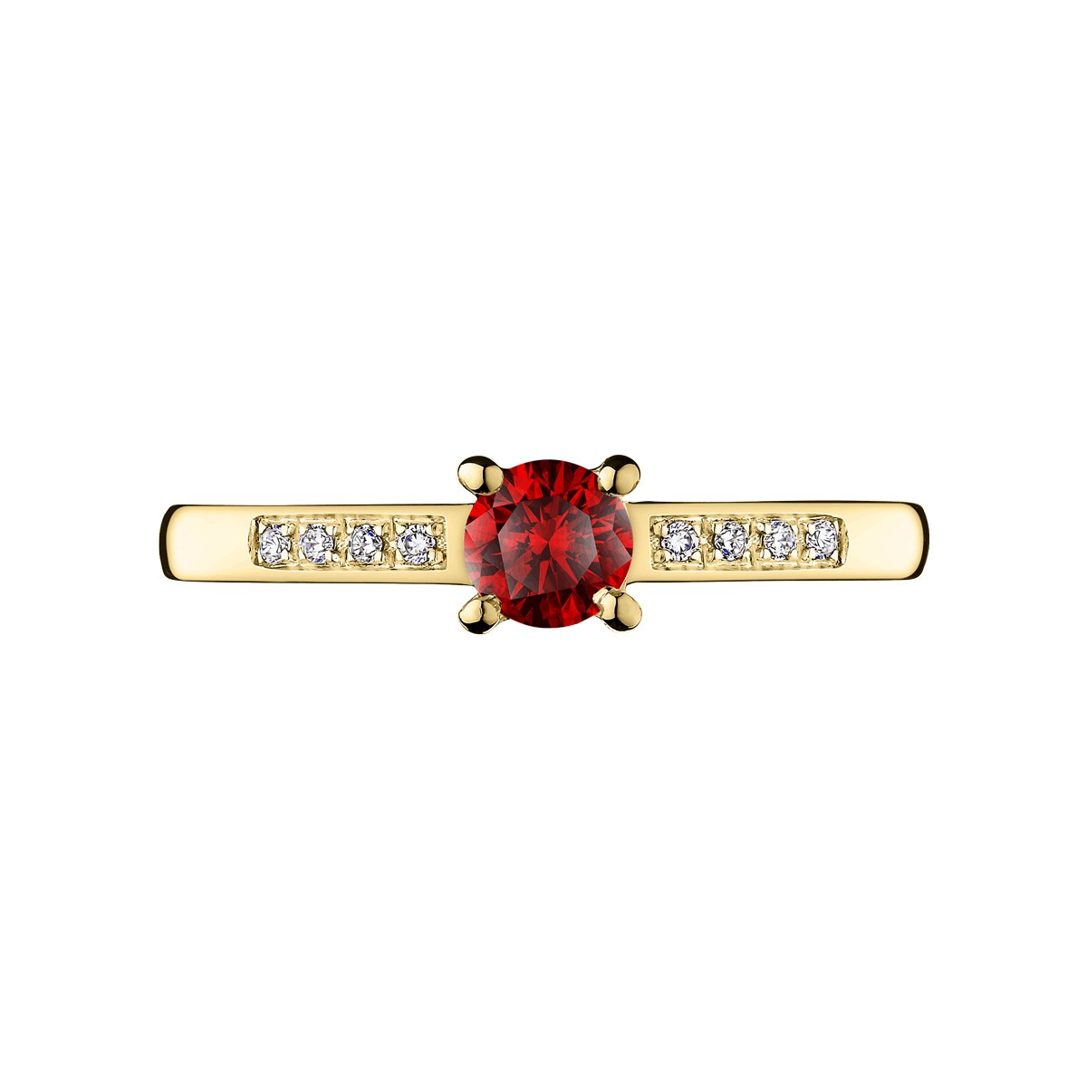 Solitaire Lepage Aristide en or jaune rubis et diamants