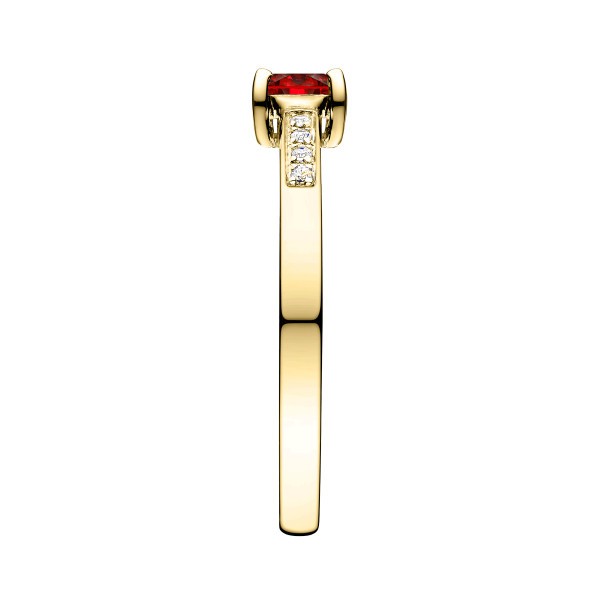 Solitaire Lepage Aristide en or jaune rubis et diamants