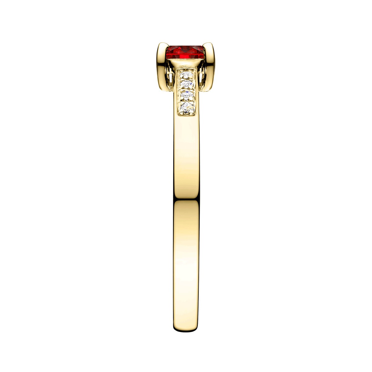 Solitaire Lepage Aristide en or jaune rubis et diamants