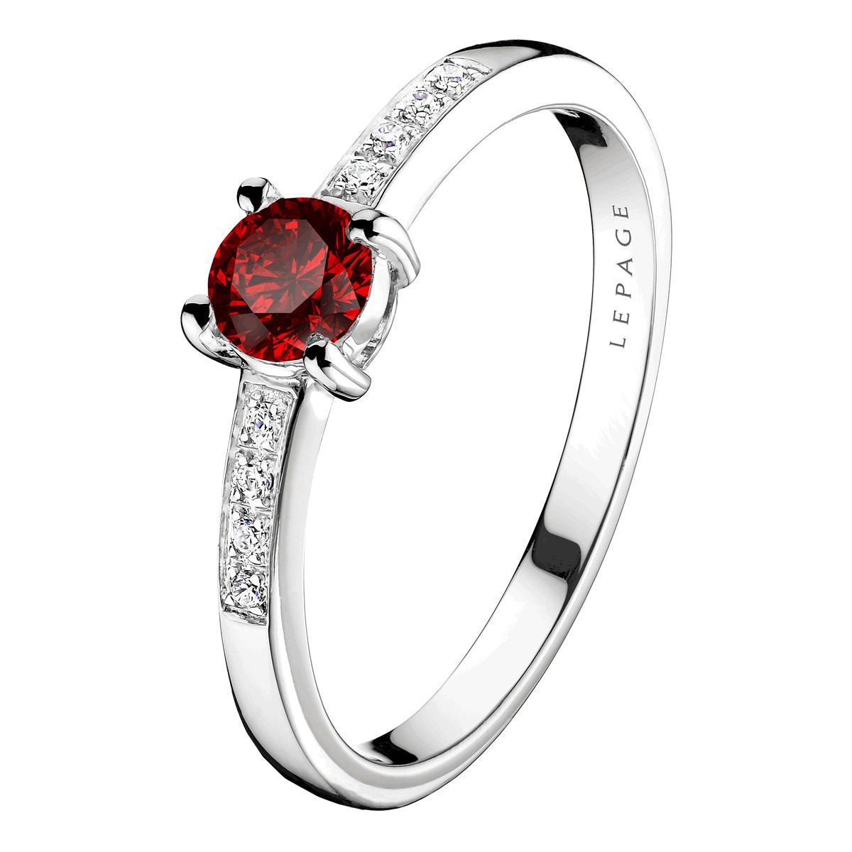 Solitaire Lepage Aristide en or blanc rubis et diamants