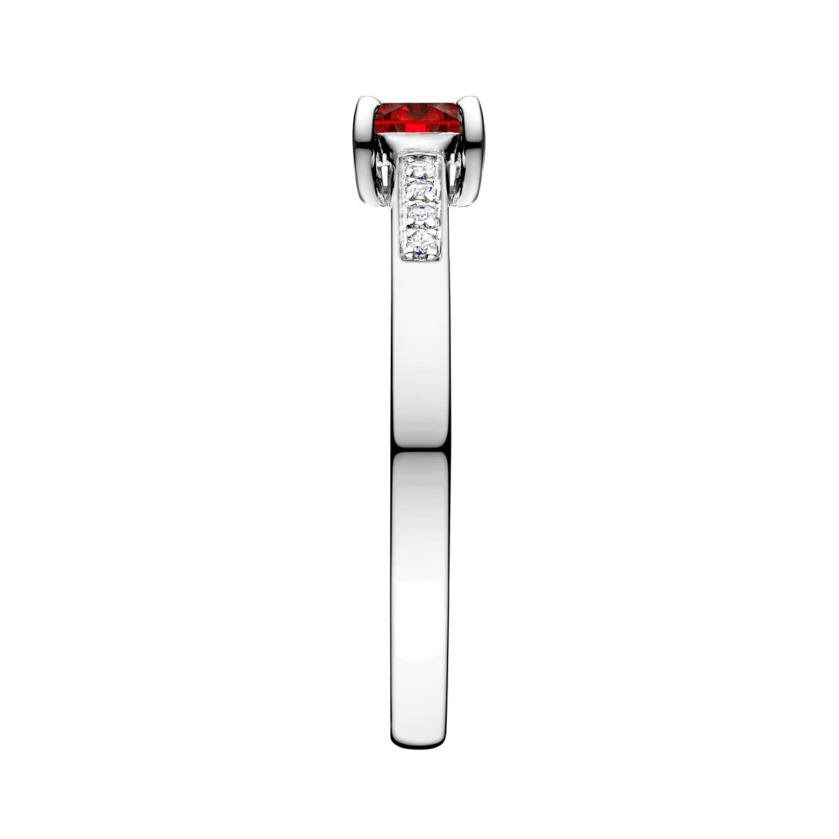 Solitaire Lepage Aristide en or blanc rubis et diamants