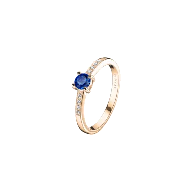 Solitaire Lepage Aristide en or rose saphir et diamants