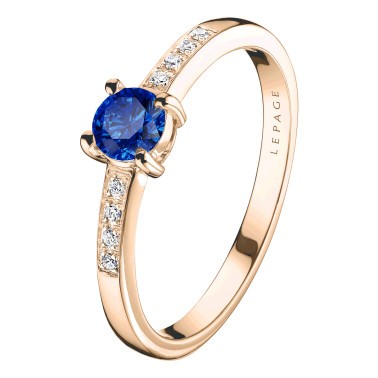 Solitaire Lepage Aristide en or rose saphir et diamants