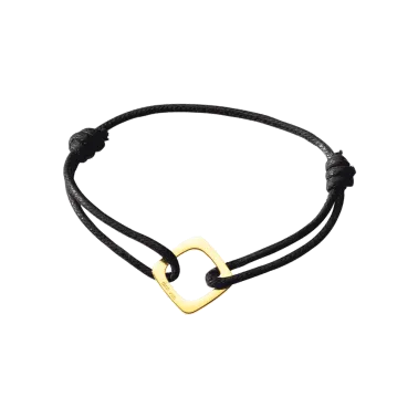 Bracelet Dinh Van Impression grand modèle en or jaune sur cordon - SOLDAT PL