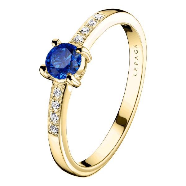 Solitaire Lepage Aristide en or jaune saphir et diamants