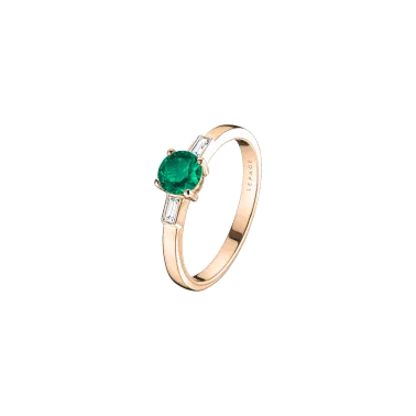 Solitaire Lepage Albert en or rose émeraude et diamants