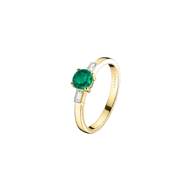 Solitaire Lepage Albert en or jaune émeraude et diamants