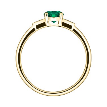 Solitaire Lepage Albert en or jaune émeraude et diamants