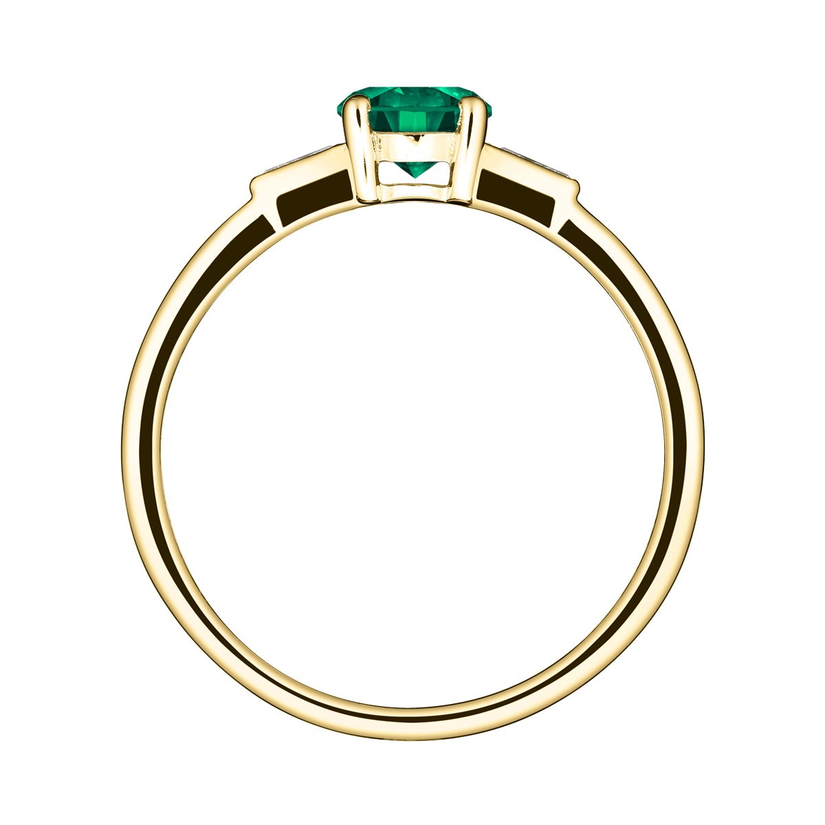 Solitaire Lepage Albert en or jaune émeraude et diamants