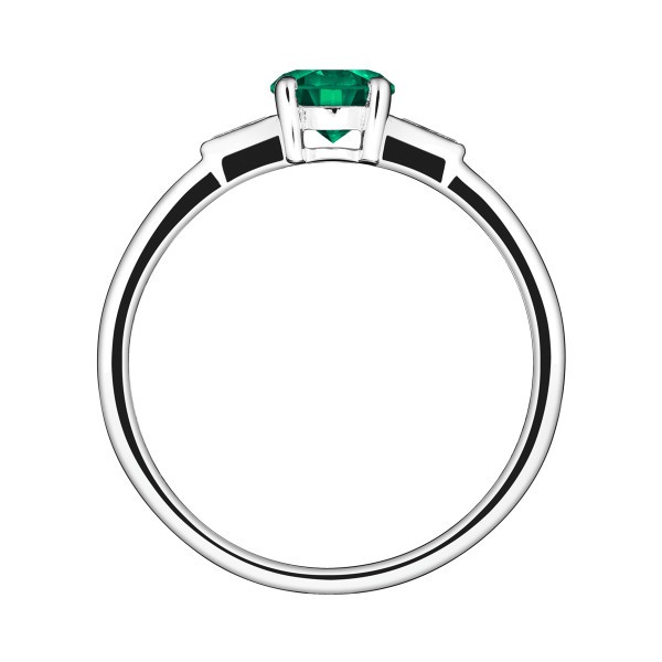 Solitaire Lepage Albert en or blanc émeraude et diamants