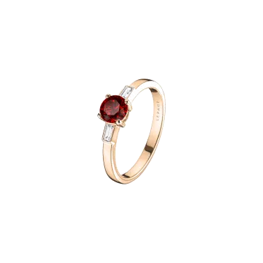 Solitaire Lepage Albert en or rose rubis et diamants