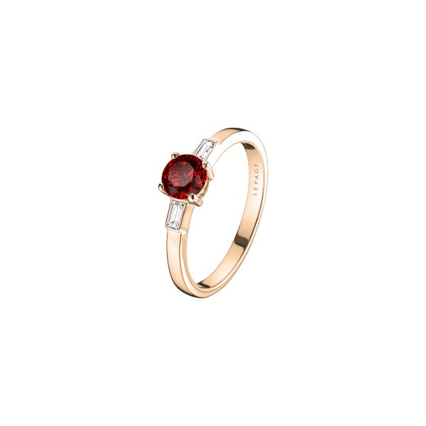 Solitaire Lepage Albert en or rose rubis et diamants