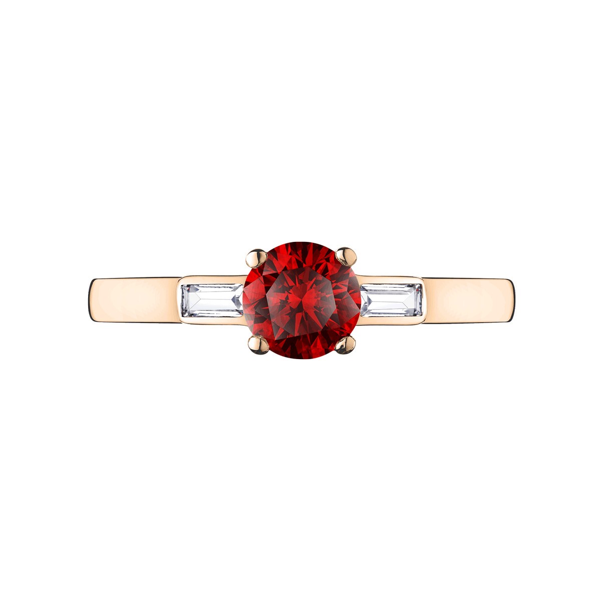 Solitaire Lepage Albert en or rose rubis et diamants