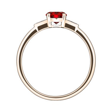 Solitaire Lepage Albert en or rose rubis et diamants
